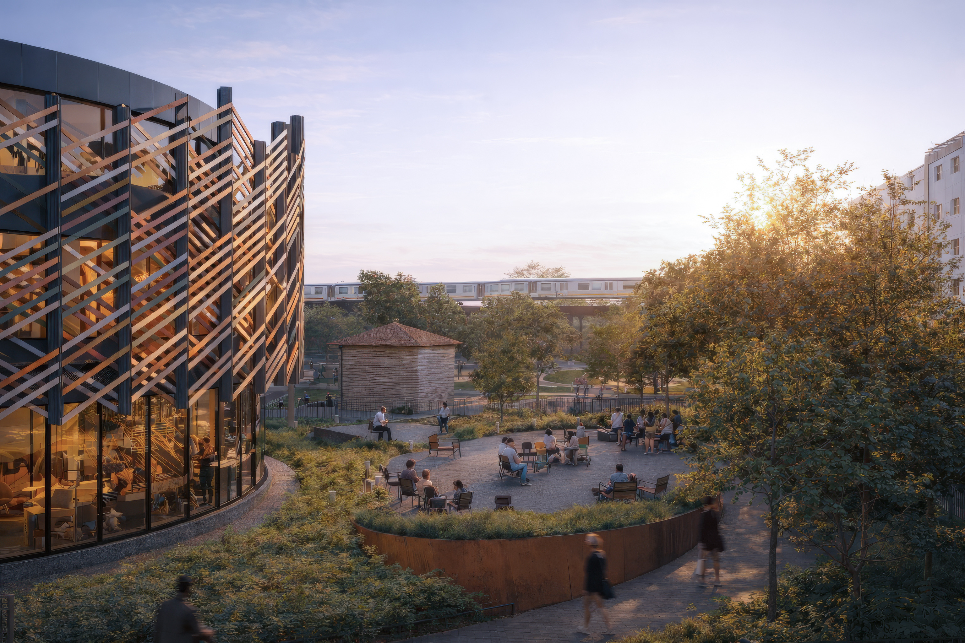 BPL Remembrance Plaza, rendering enhanced with AI
