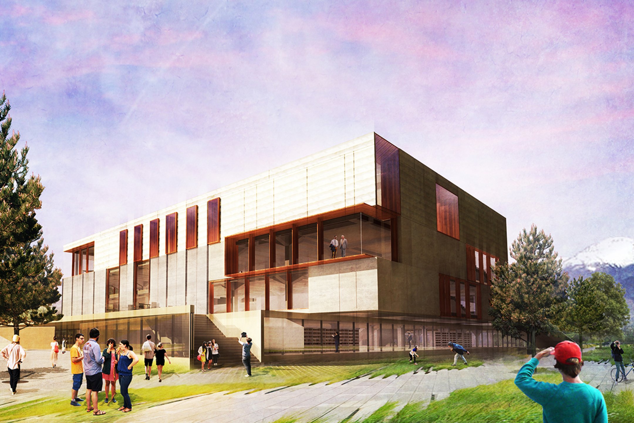 Rendering of Colorado College - Tutt Library Revisioning, Exterioir building facade and context of college campus