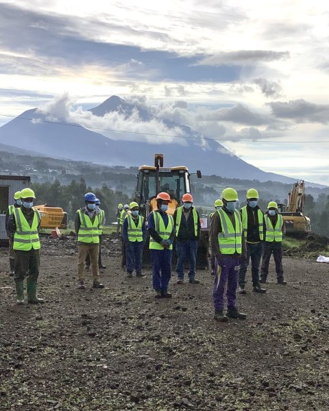 Fossey Fund construction team social distancing on site
