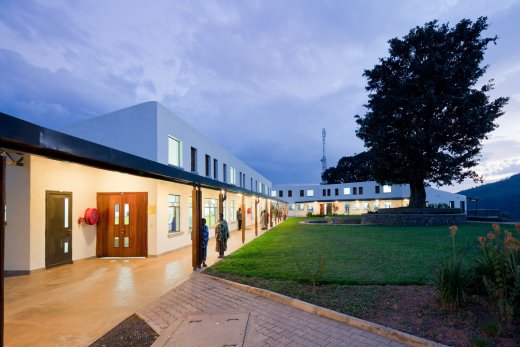 Photo of Butaro District Hospital, Photo by Iwan Baan, Exterior Hallway and Courtyard