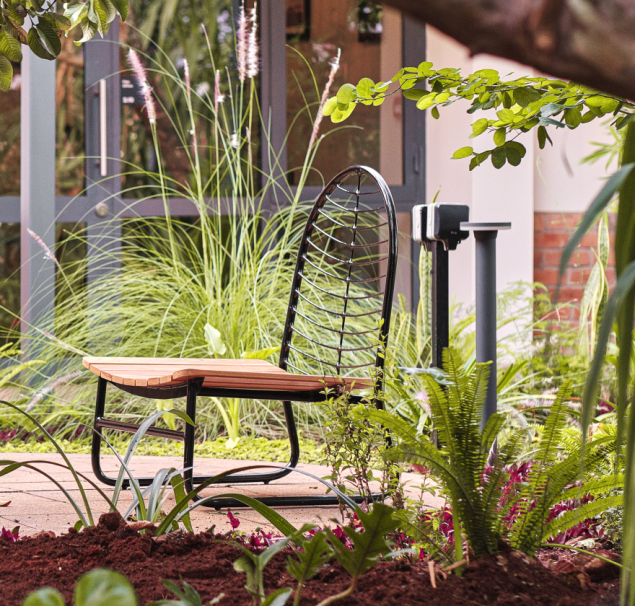 A chair with plants