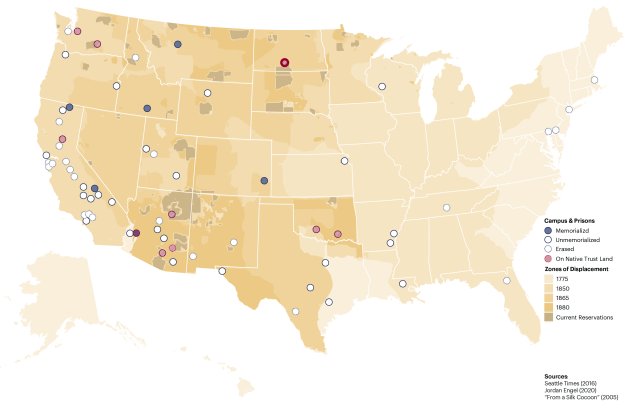Map of Internment Camps across the United States