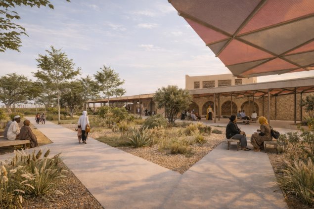 Iftin Courtyard. Rendering upscaled with Gen AI