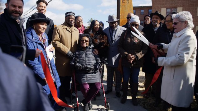 Ribbon-cutting for the Poughkeepsie Champion's Walk.