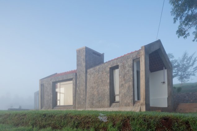 Photo of Butaro Doctors' Housing, Photo by Iwan Baan, Exterior Foggy View of one House