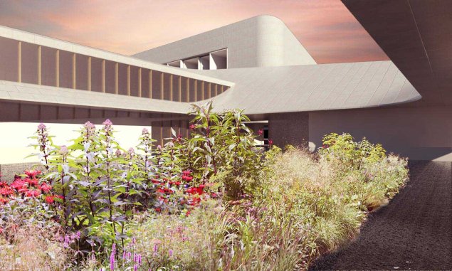 Rendering of Art of Healthcare, Lush courtyard in the middle of the hospital