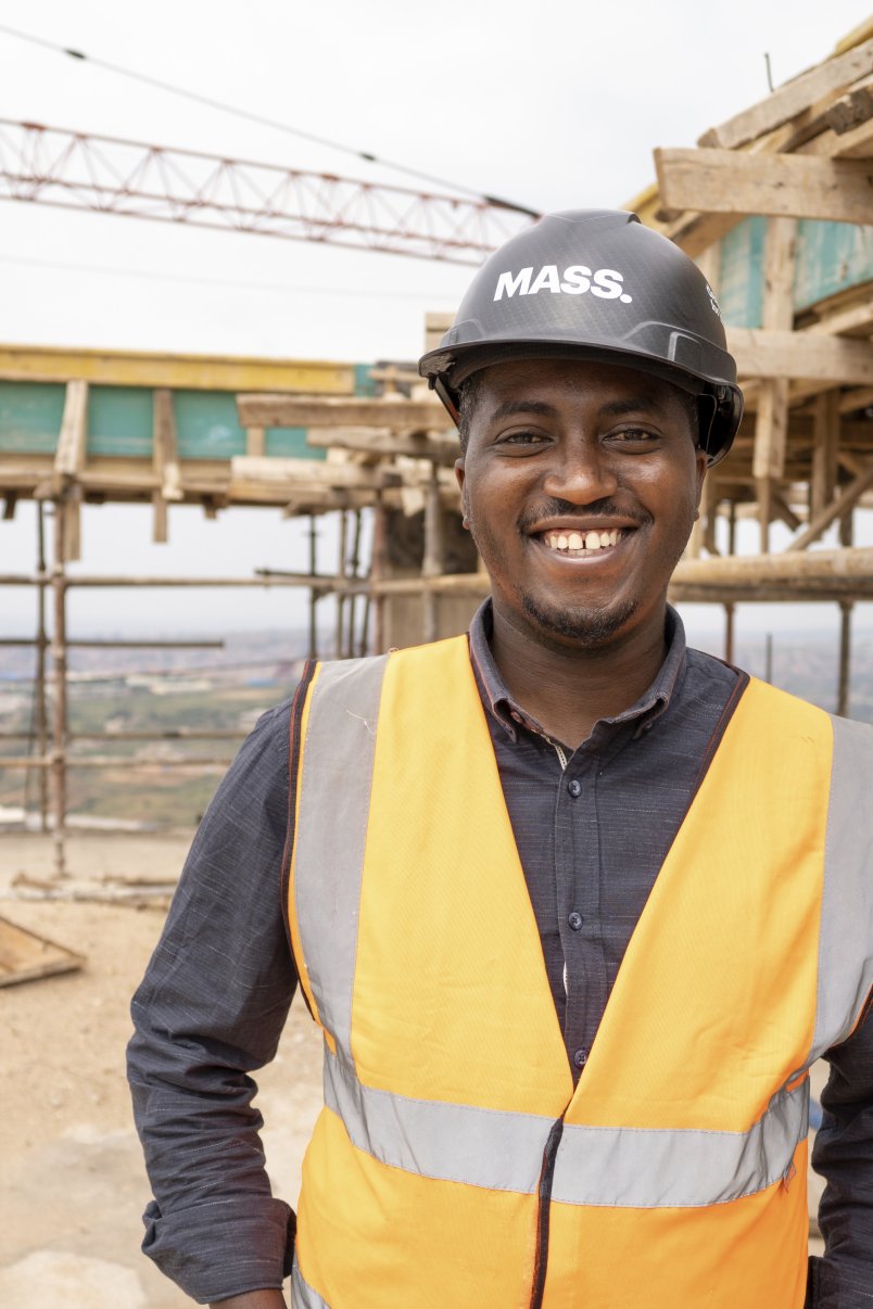 Photo of Jean Paul Sebuhayi on a construction site