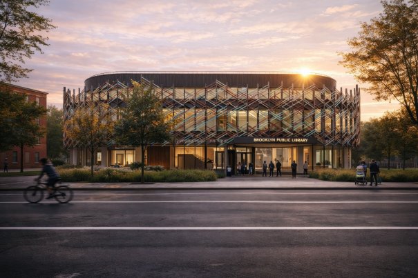 BPL New Lots Entrance, rendering enhanced with AI