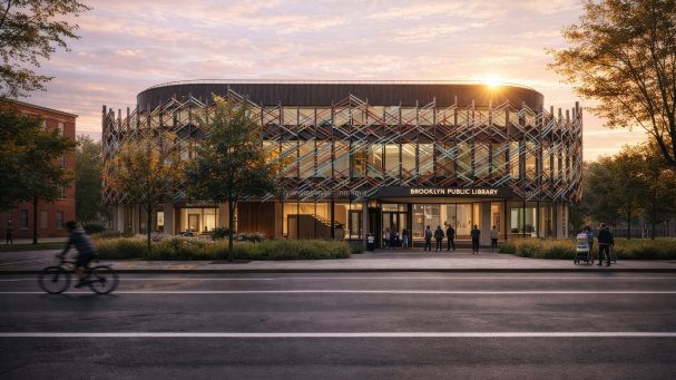 BPL New Lots Entrance, rendering enhanced with AI